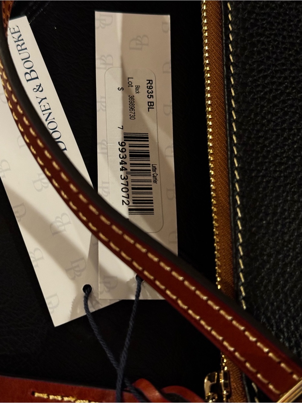 Dooney & Bourke NWT Crossbody Black Pebble Leather w/ British Tan Trim - Picture 4 of 6